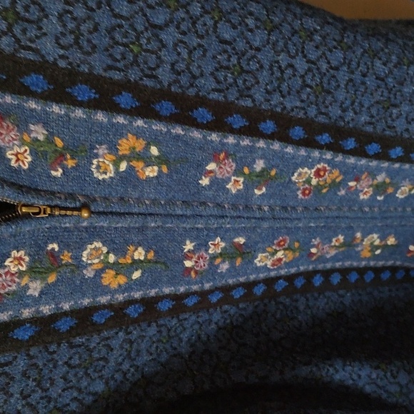 Vtg Squaw Valley Nordic Pattern Full Zip Cardigan 100% Wool Petite Large PtP 21" - Picture 2 of 7